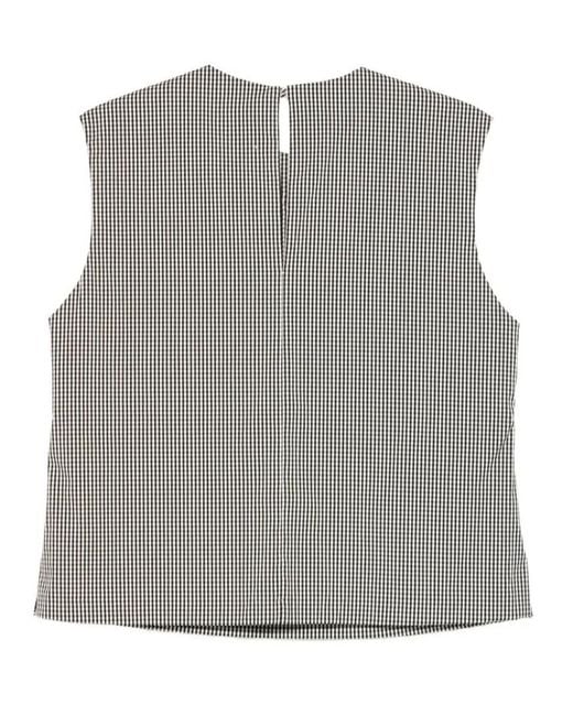 Incotex Gray Round Neck Check Pattern Top