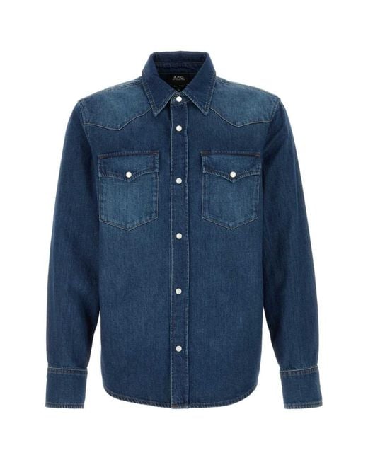 A.P.C. Blue Regular Solid Shirt for men