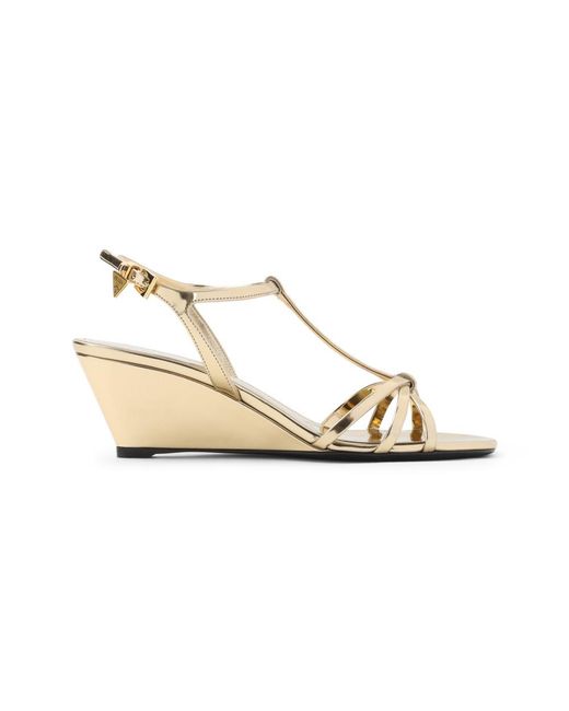 Prada Metallic Solid Platino Wedges