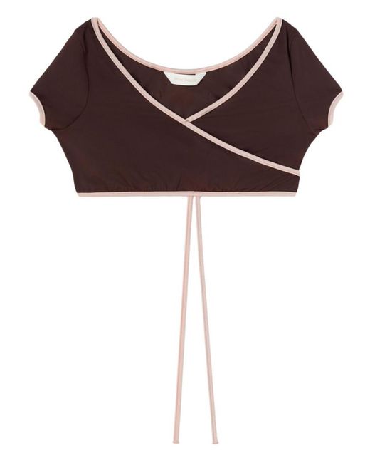 Palm Angels Red Contrasting Border Bikini Top