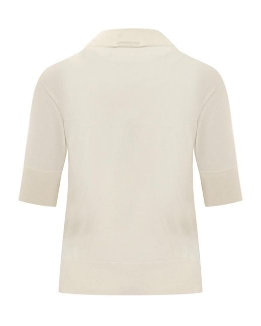 Jil Sander White Solid Mock Collar Sweater