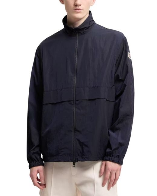 Moncler Blue Mock Collar Jacket for men