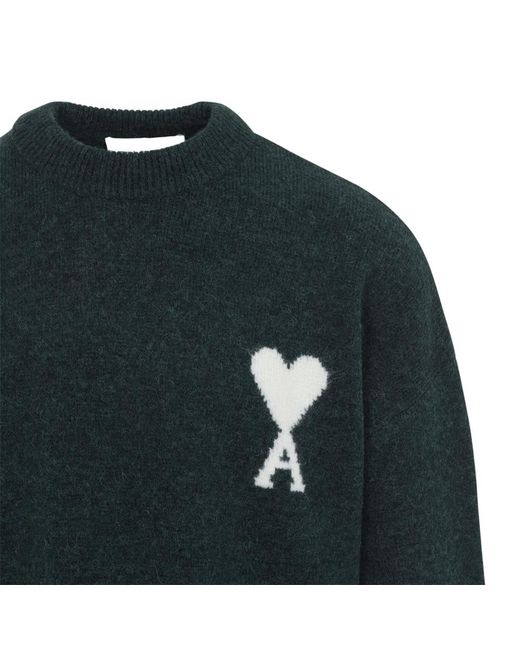 AMI Black Crew Neck Sweater for men