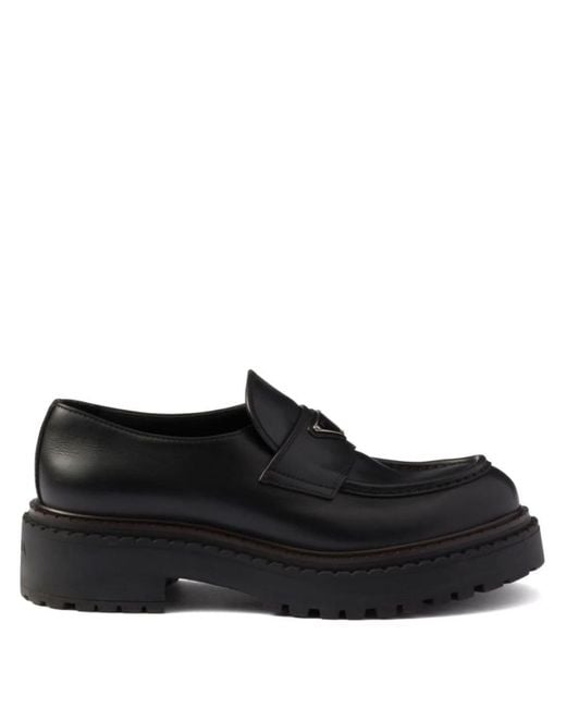 Prada Black Leather Loafers for men