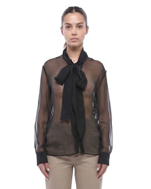 DSquared² Brown Tie Neck Top