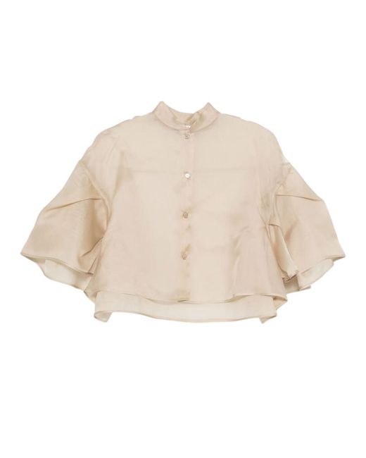 Max Mara Natural Solid Mandarin Collar Sweater