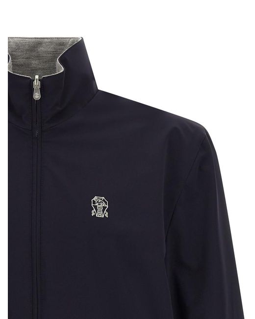 Brunello Cucinelli Blue Logo Jacket for men