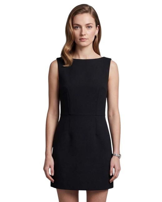 Prada Black Solid Boat Neck Mini Dress