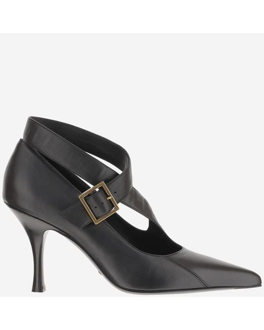 Khaite Black Leather Pumps