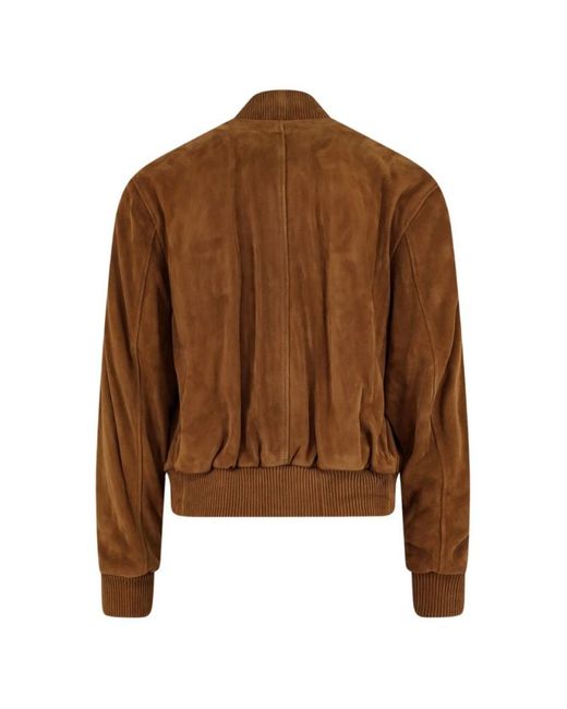 AMI Brown Logo Band Collar Jacket for men