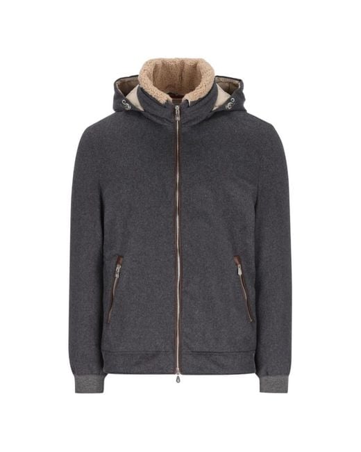 Brunello Cucinelli Gray Hood Jacket for men