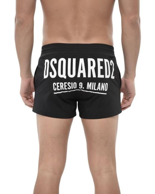 DSquared² Black Solid Swim Shorts for men