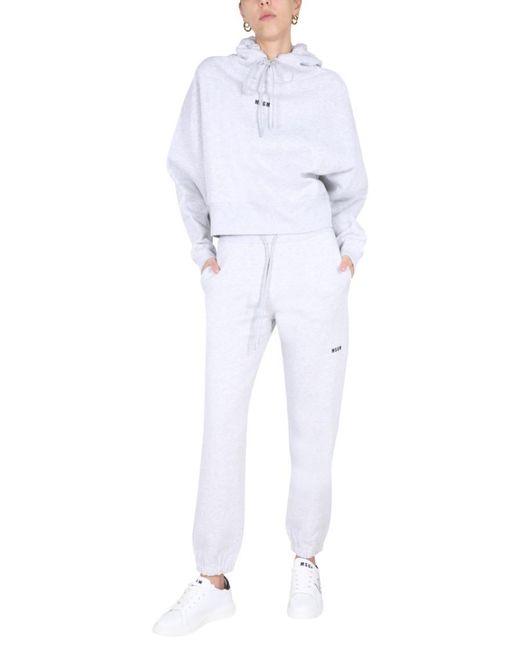 MSGM White Cotton Logo Activewear
