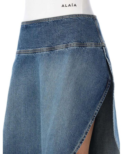 Alaïa Blue Asymmetric Midi Skirt