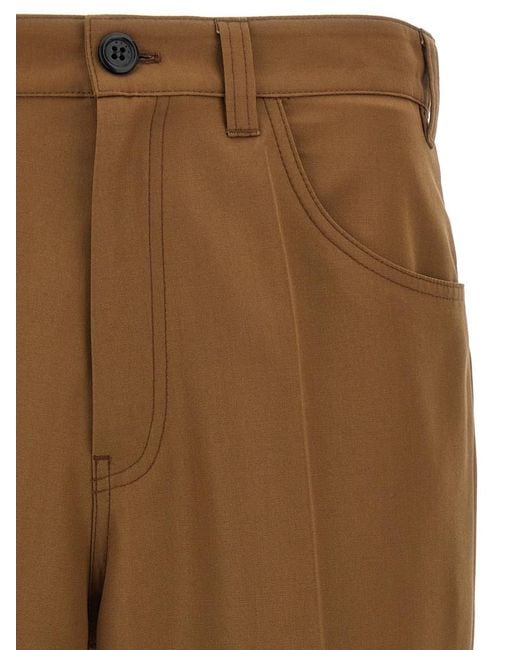 Marni Brown Flat Front Pants for men