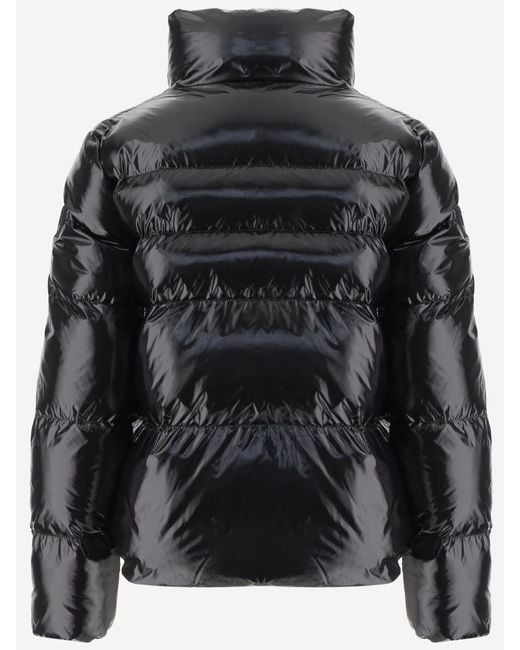 Pinko Black High Collar Quilted Puffer Jacket With Glossy Finish