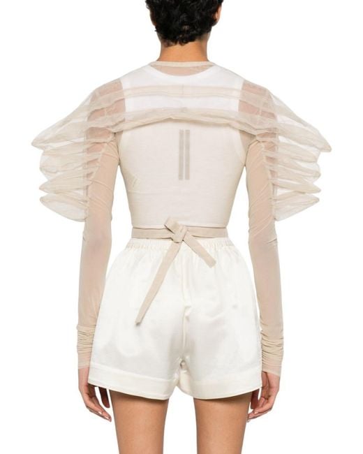 Rick Owens White Solid V Neck Top