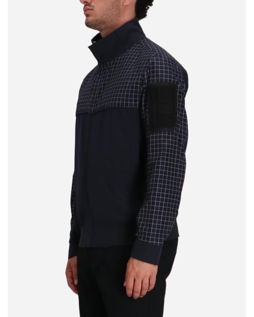 Boss Blue Check Zip-Up Jacket for men