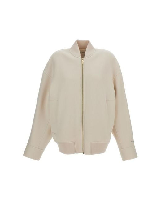 Sportmax Natural Solid Mock Collar Blazer