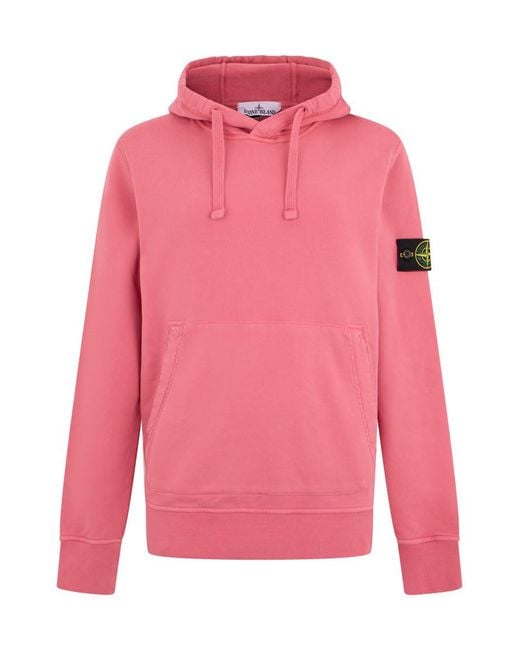 Stone Island Pink Solid Regular Hoodie for men