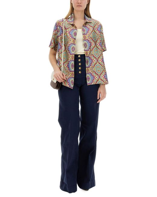 Etro Red Regular Printed Shirt