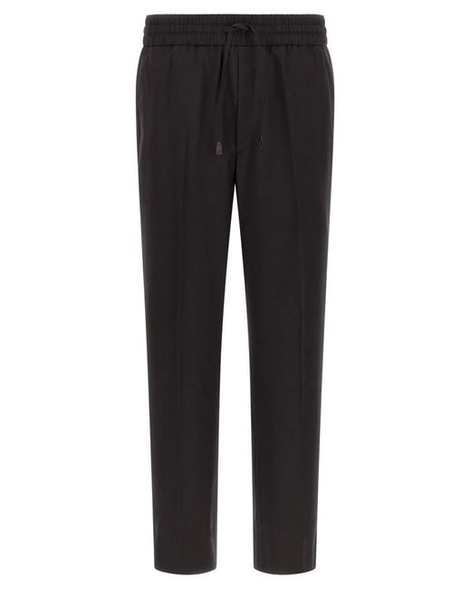Brioni Black Straight Drawstring Pants for men