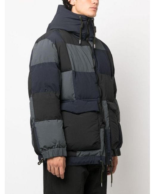 Sacai Black Patchwork Padded Down Jacket for men