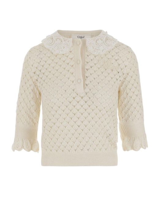 Chloé White Wool And Silk Blend Sweater
