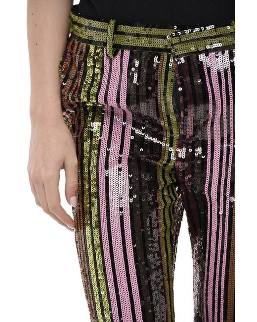 DSquared² Black Multi Color Flared Flat Front Pants