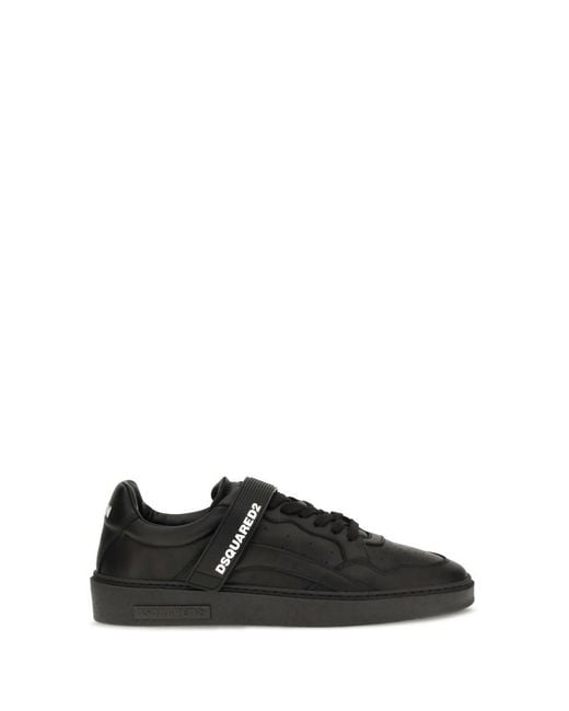DSquared² Black Leather Sneakers for men