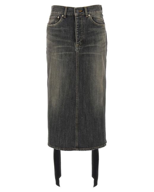 Balenciaga Gray 'Lace Up' Denim Skirt