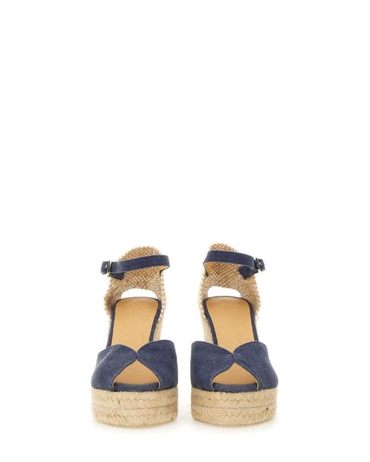 Castaner Blue Cotton Espadrille Wedges