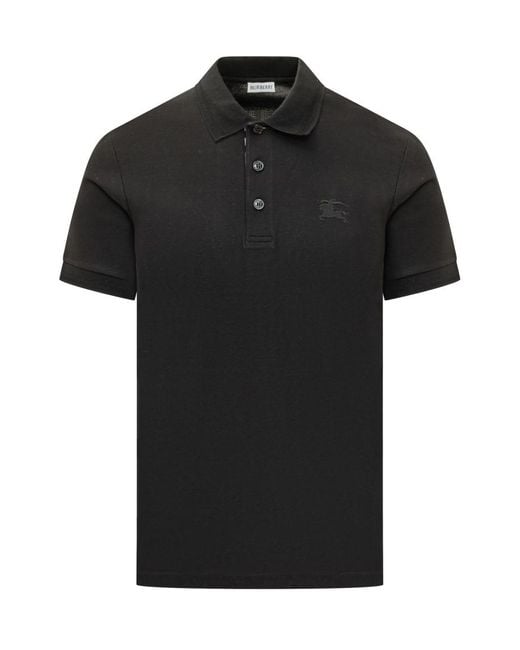 Burberry Black Solid Shirt Collar Polo for men
