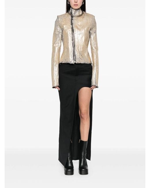 Rick Owens Natural Gary Coated Leather-Blend Biker Jacket