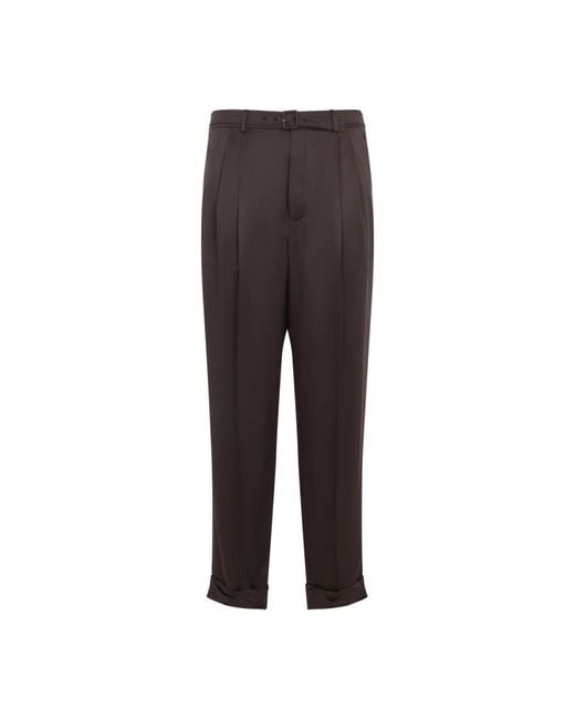 Saint Laurent Brown Solid Pleated Pant for men
