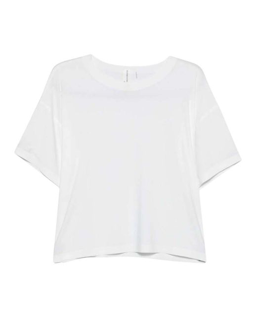 Norma Kamali White Solid Round Neck T-Shirt
