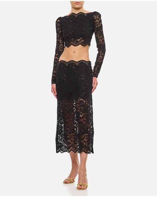 Rabanne Black Lace Long Midi Skirt