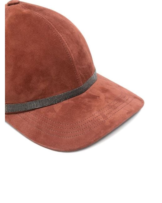 Brunello Cucinelli Brown Leather Baseball Cap