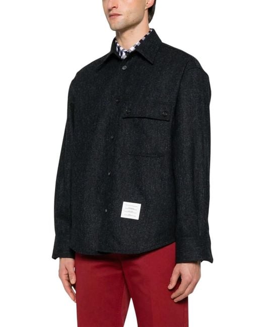 Thom Browne Black Solid Shirts for men