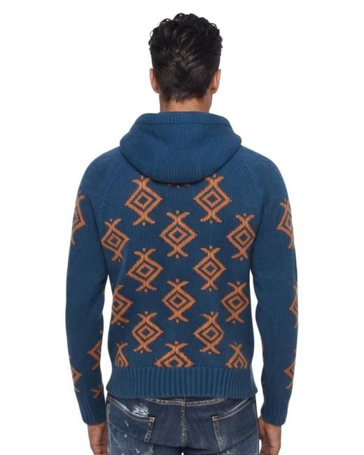 DSquared² Blue Regular Hood Sweater for men