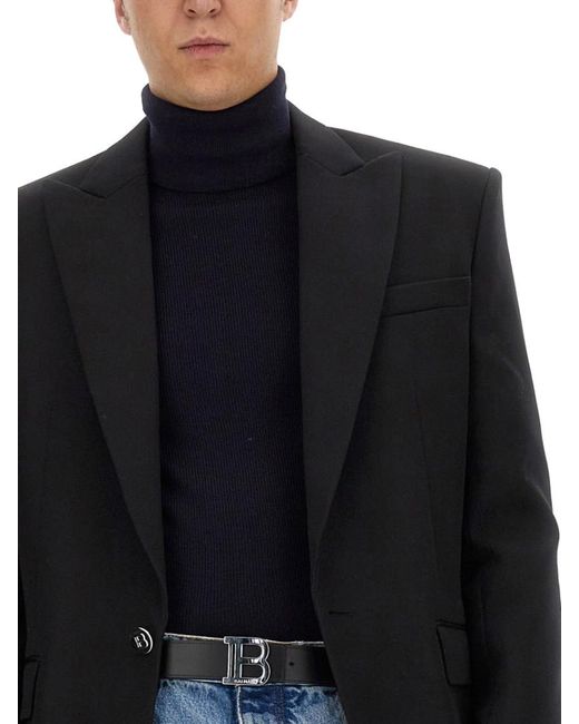Balmain Blue Solid Sweater for men