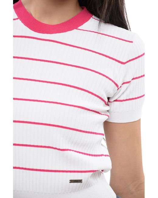 DSquared² White Stripes Crew Neck Top