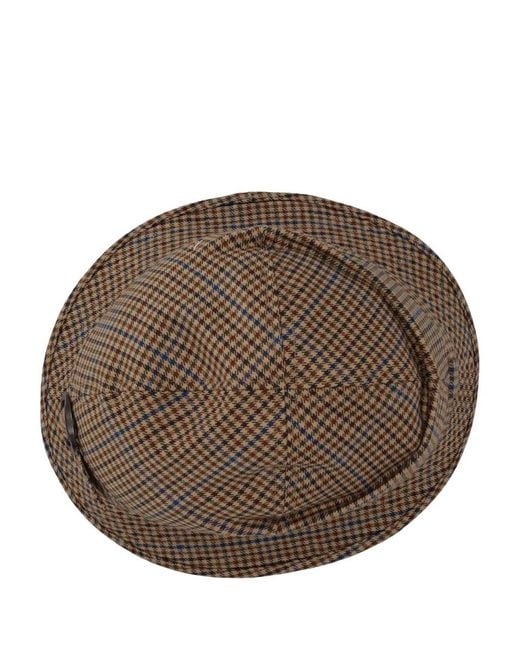 Maison Margiela Brown Plaid Pattern Bucket Hat for men