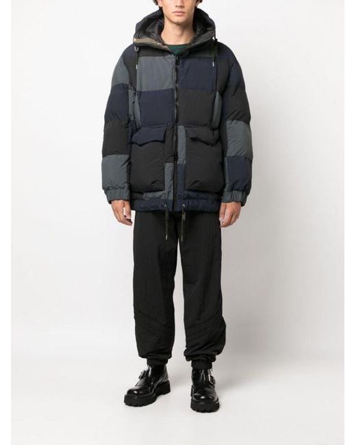Sacai Black Patchwork Padded Down Jacket for men