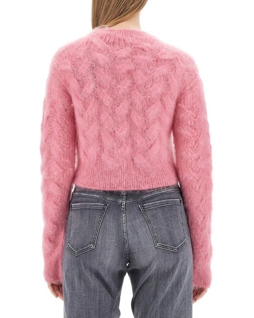 DSquared² Textured Cable Knit Cropped Sweater