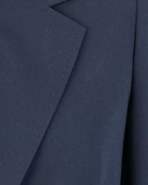 Max Mara Blue Solid Notched Lapel Blazer