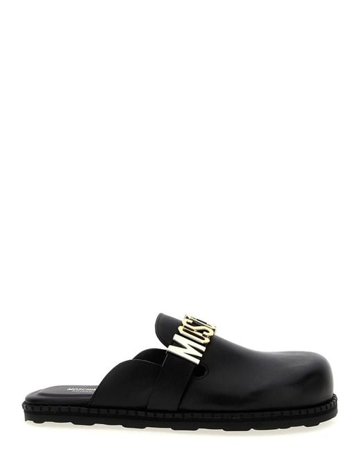 Moschino Black Logo Mules