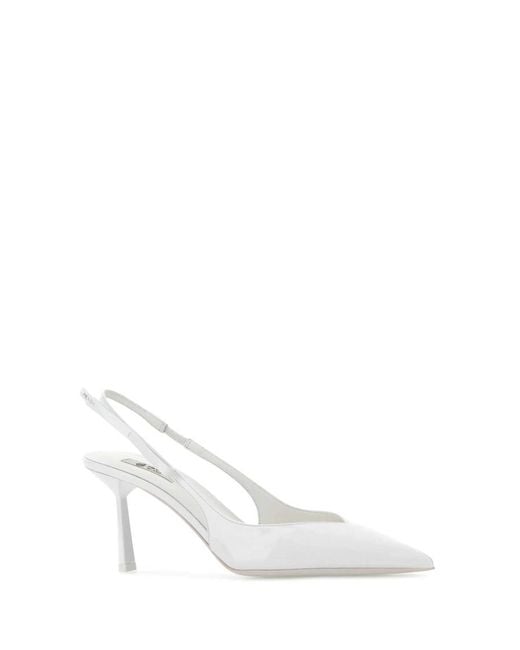 Prada White Solid Pointed Toe Pumps