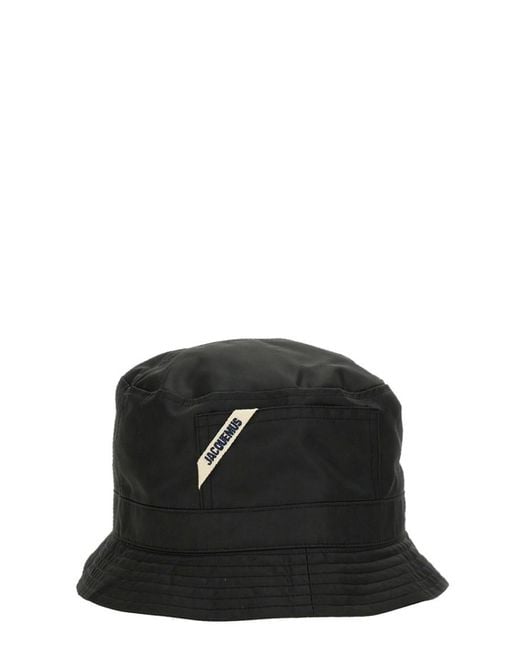Jacquemus Black Logo Bucket Hat for men