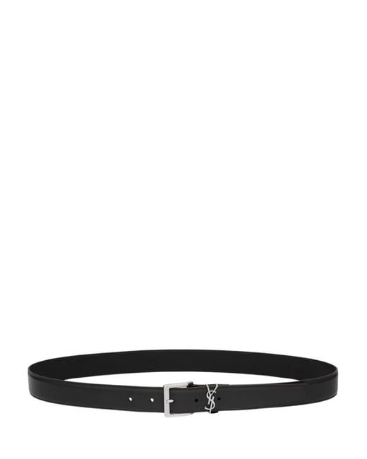 Saint Laurent White Cassandre Vadim Belt for men